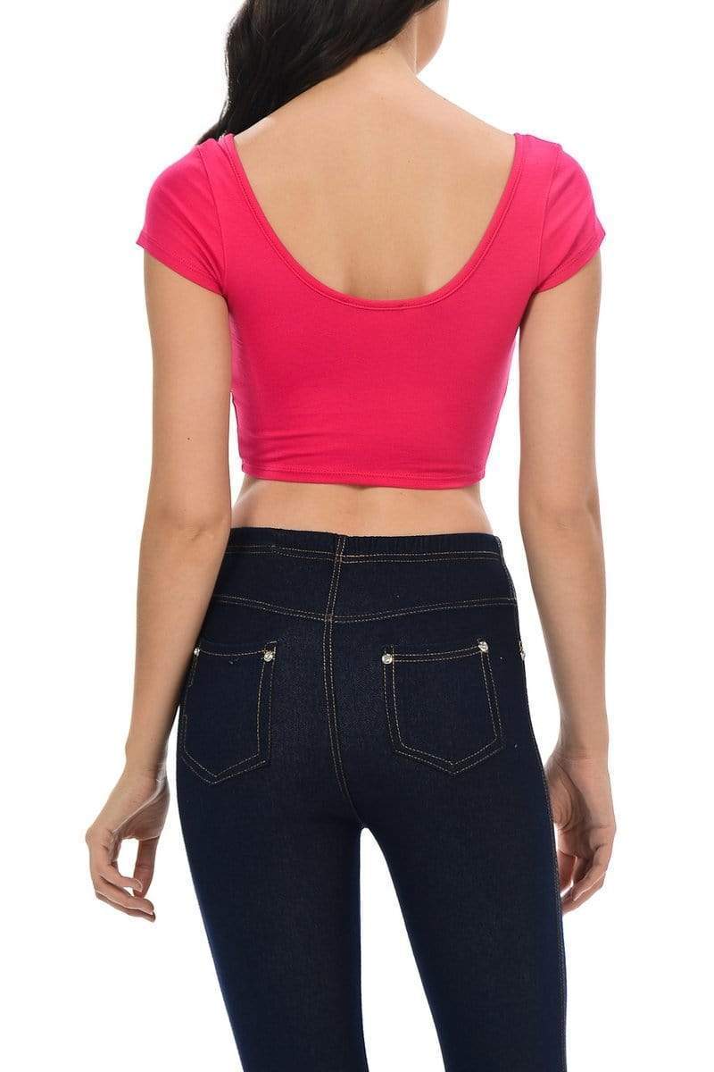 Auliné Collection Apparel Auliné Collection Womens Trendy Solid Color Basic Scooped Neck and Back Crop Top