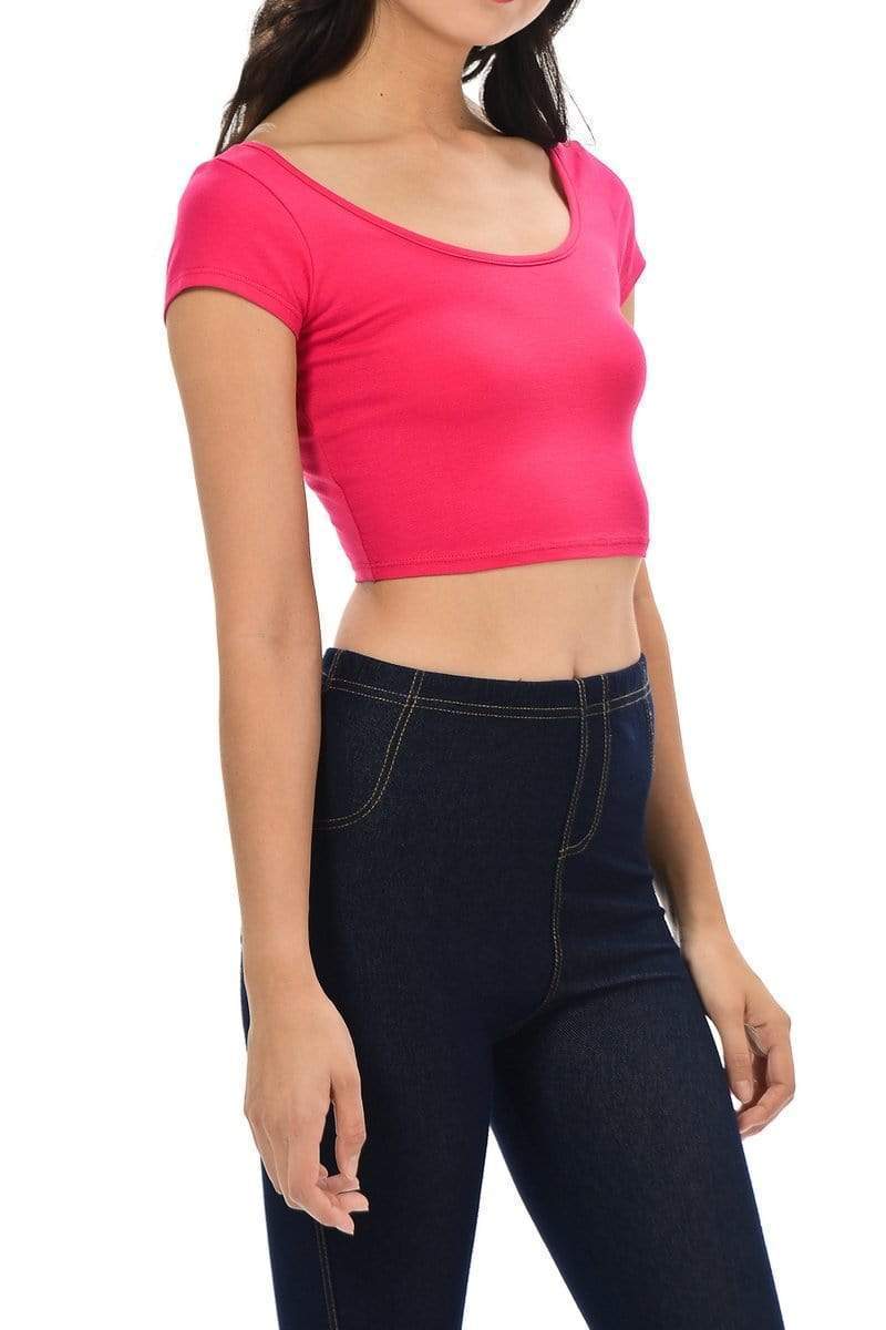 Auliné Collection Apparel Auliné Collection Womens Trendy Solid Color Basic Scooped Neck and Back Crop Top
