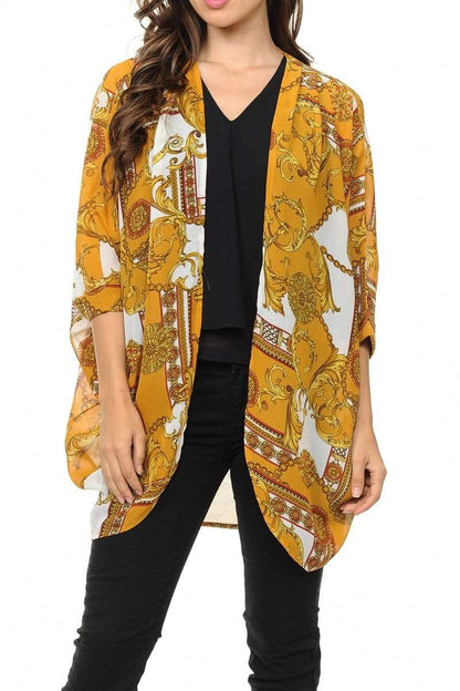 Auliné Collection Womens USA Made Casual Cover Up Cape Gown Robe Cardigan Kimono, Baroque