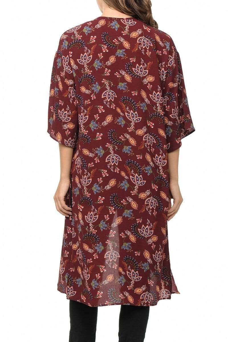 Auliné Collection Womens USA Made Casual Cover Up Cape Gown Robe Cardigan Kimono, Liberty Floral