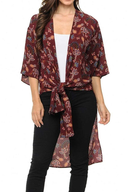 Auliné Collection Womens USA Made Casual Cover Up Cape Gown Robe Cardigan Kimono, Liberty Floral