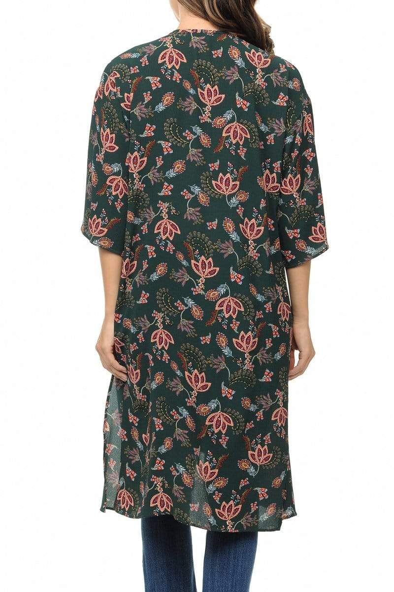 Auliné Collection Womens USA Made Casual Cover Up Cape Gown Robe Cardigan Kimono, Liberty Floral