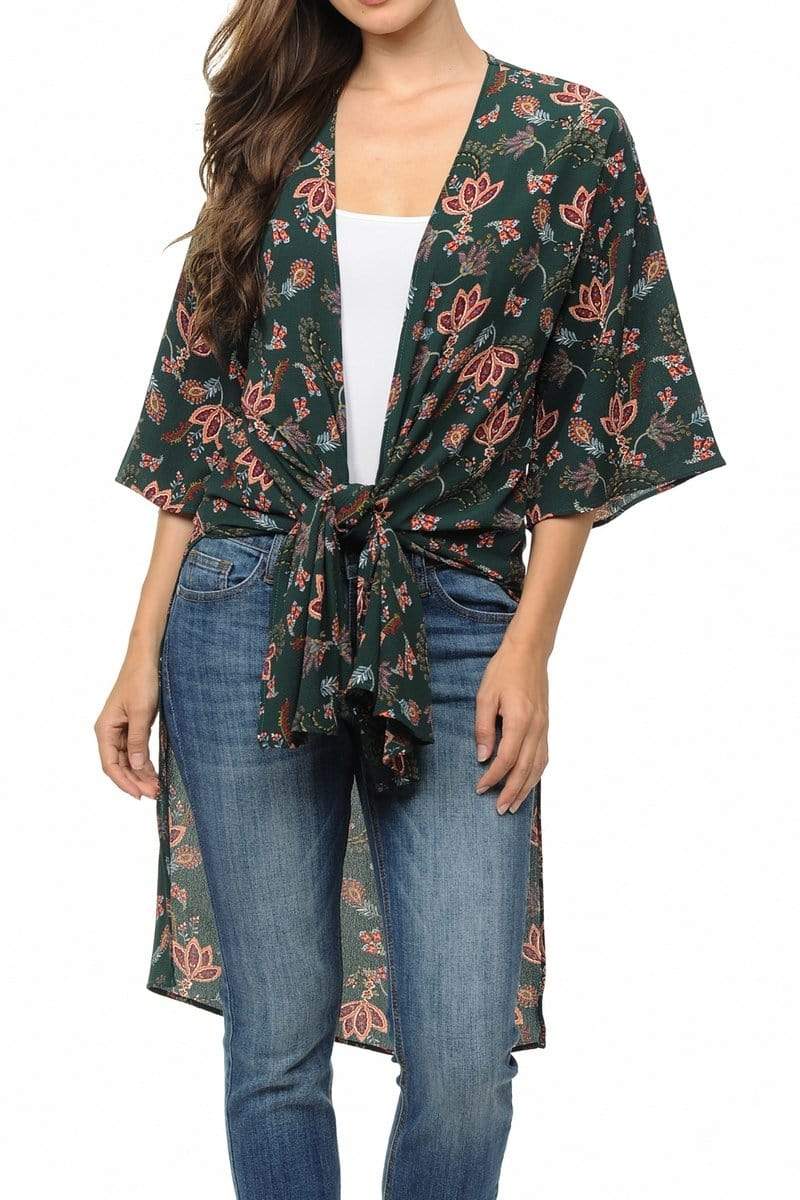 Auliné Collection Womens USA Made Casual Cover Up Cape Gown Robe Cardigan Kimono, Liberty Floral