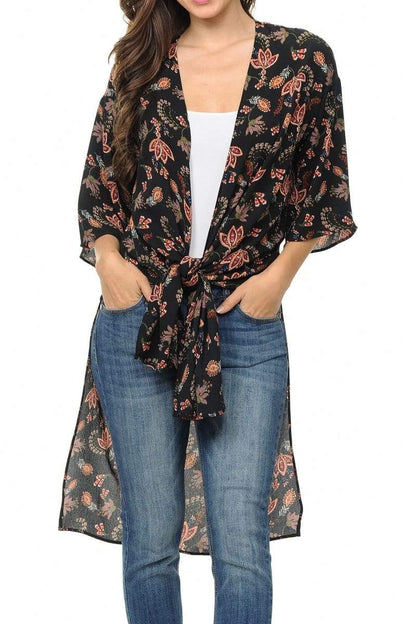 Auliné Collection Womens USA Made Casual Cover Up Cape Gown Robe Cardigan Kimono, Liberty Floral