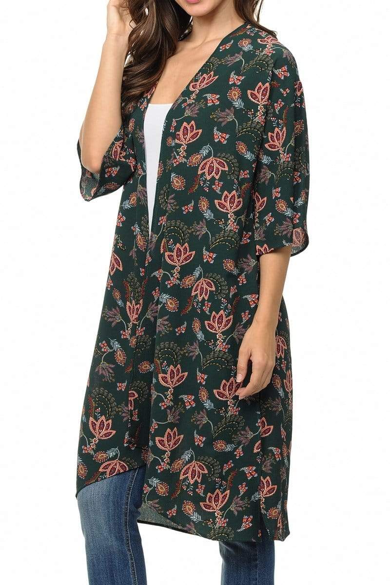 Auliné Collection Womens USA Made Casual Cover Up Cape Gown Robe Cardigan Kimono, Liberty Floral