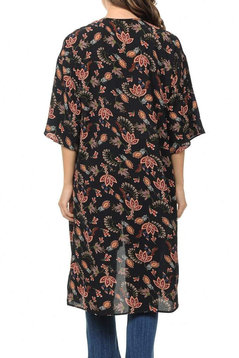 Auliné Collection Womens USA Made Casual Cover Up Cape Gown Robe Cardigan Kimono, Liberty Floral