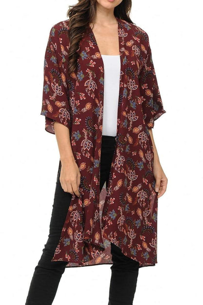 Auliné Collection Womens USA Made Casual Cover Up Cape Gown Robe Cardigan Kimono, Liberty Floral