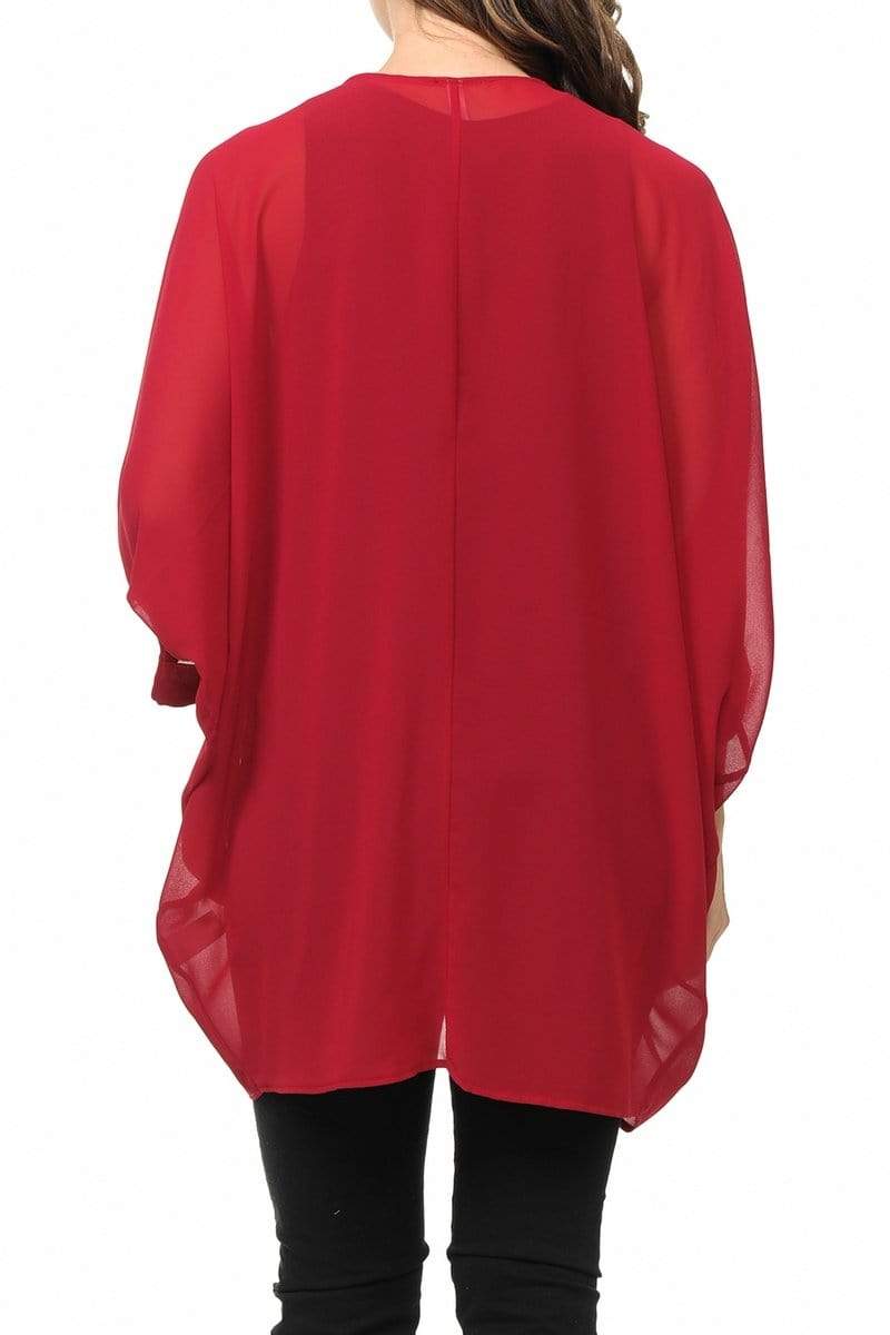Auliné Collection Womens USA Made Casual Cover Up Cape Gown Robe Cardigan Kimono, Solid