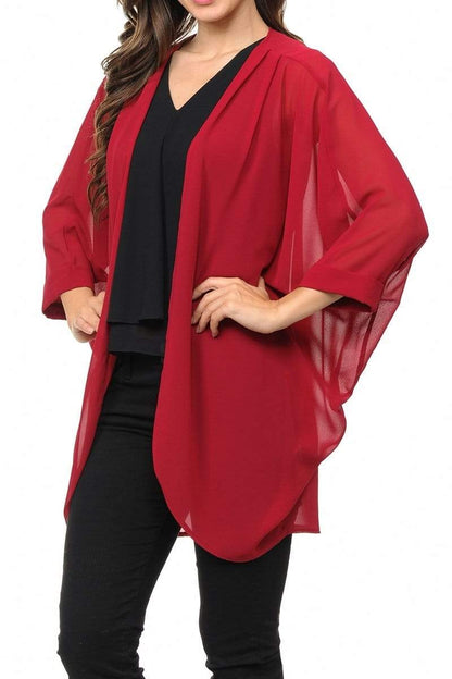 Auliné Collection Womens USA Made Casual Cover Up Cape Gown Robe Cardigan Kimono, Solid
