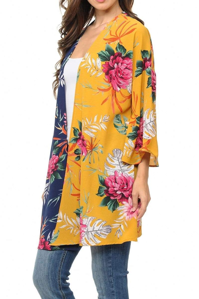 Auliné Collection Womens USA Made Casual Cover Up Cape Gown Robe Cardigan Kimono, Two Toned