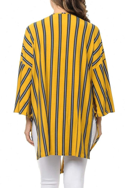 Auliné Collection Womens USA Made Casual Cover Up Cape Gown Robe Cardigan Kimono, Vertical Stripe