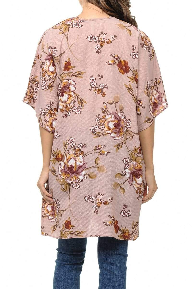 Auliné Collection Womens USA Made Casual Cover Up Cape Gown Robe Cardigan Kimono, Vintage Floral