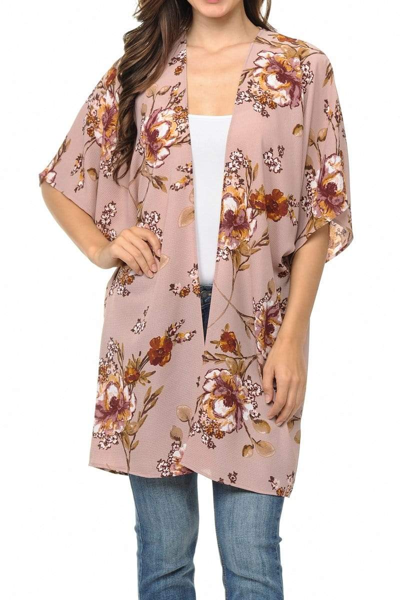 Auliné Collection Womens USA Made Casual Cover Up Cape Gown Robe Cardigan Kimono, Vintage Floral