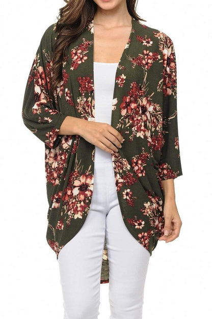 Auliné Collection Womens USA Made Casual Cover Up Cape Gown Robe Cardigan Kimono, Wildflower Floral