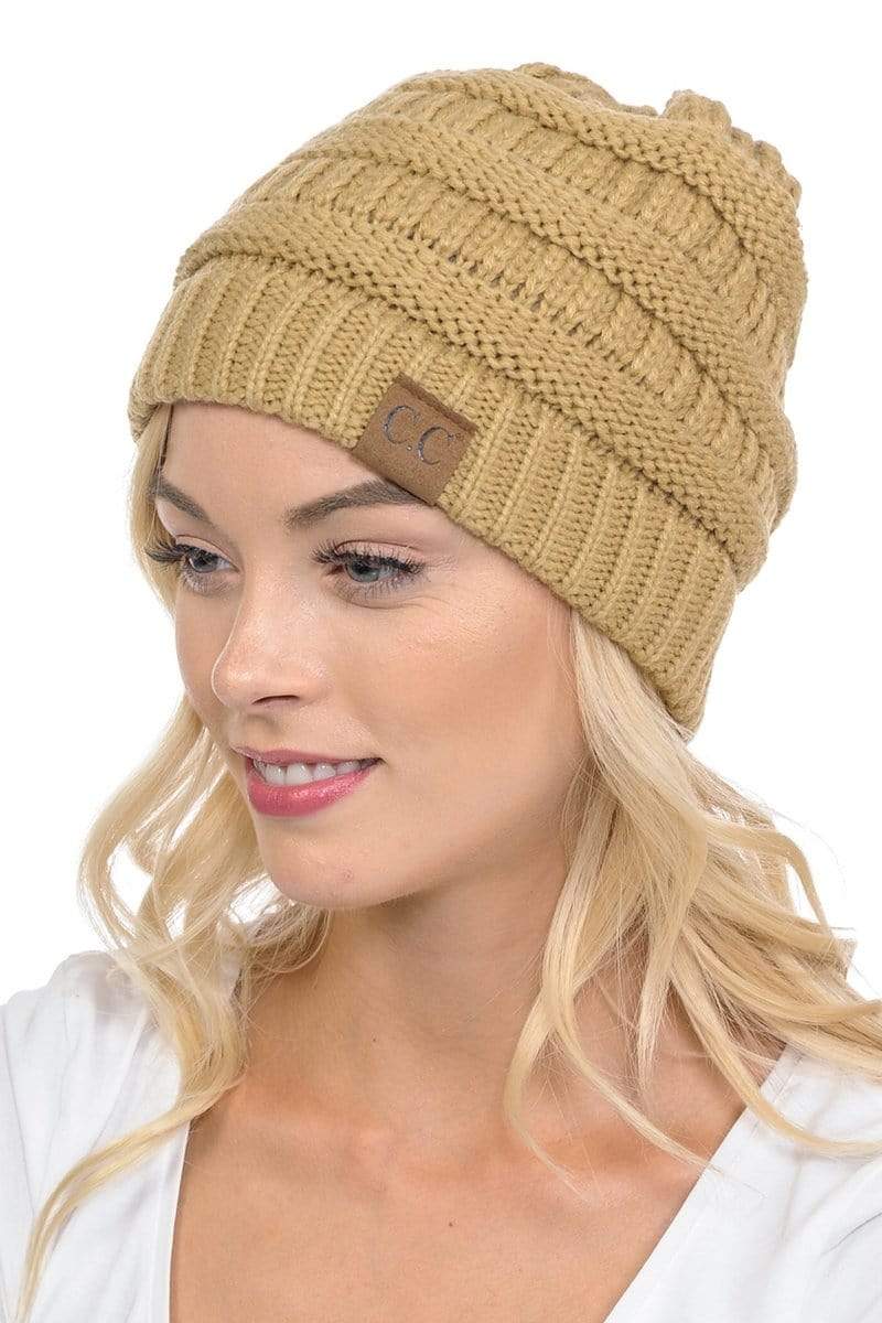 C.C Apparel C.C Hat 20A - Slouchy Thick Warm Cap Hat Skully Color Cable Knit Beanie
