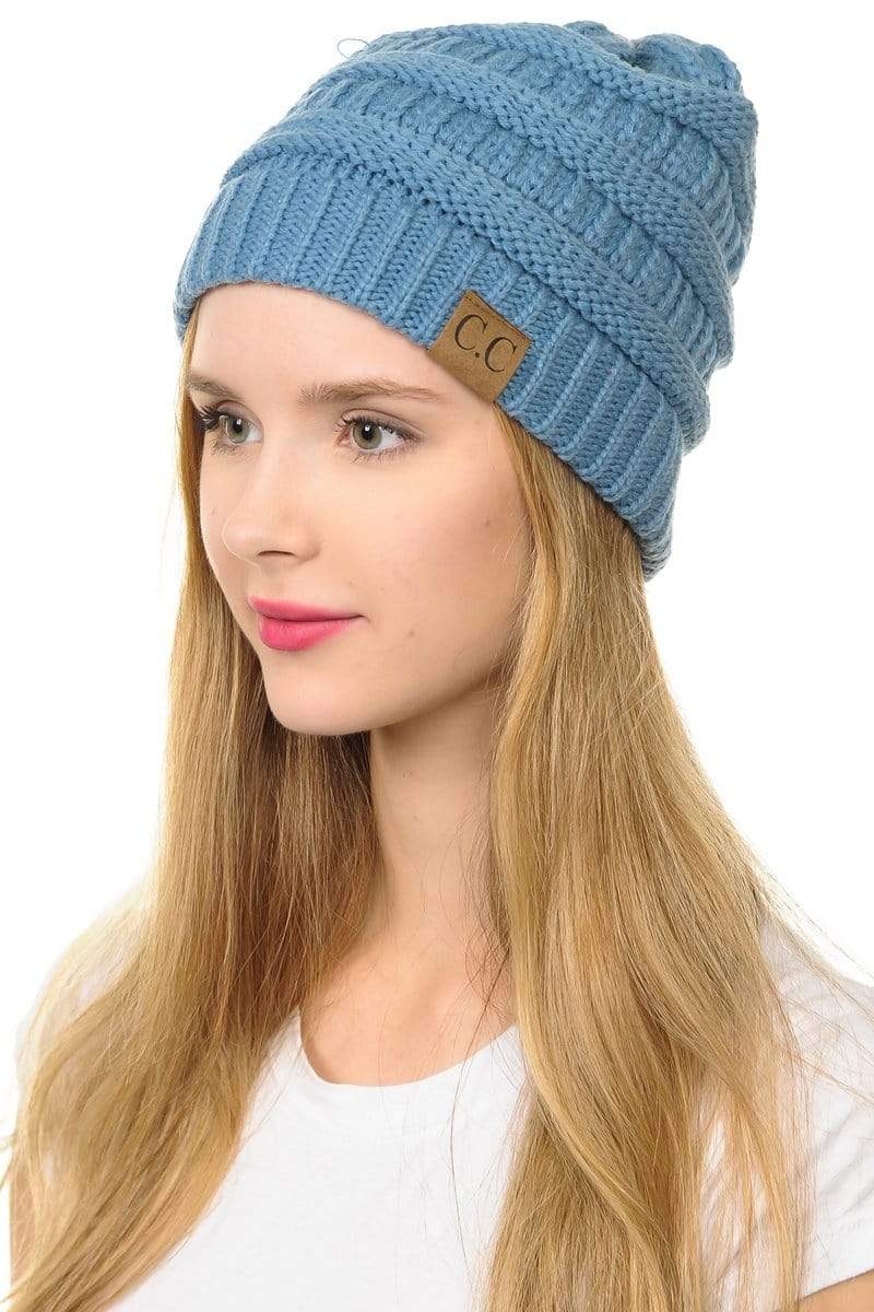 C.C Apparel C.C Hat 20A - Slouchy Thick Warm Cap Hat Skully Color Cable Knit Beanie