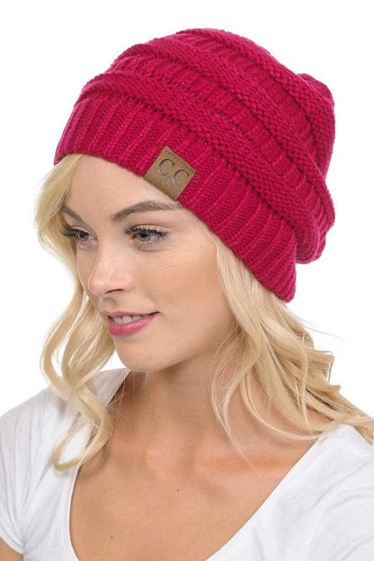 C.C Apparel C.C Hat 20A - Slouchy Thick Warm Cap Hat Skully Color Cable Knit Beanie