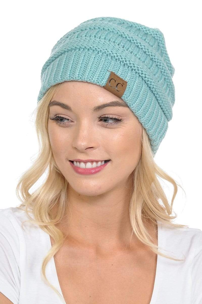 C.C Apparel C.C Hat 20A - Slouchy Thick Warm Cap Hat Skully Color Cable Knit Beanie
