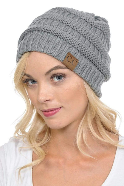 C.C Apparel C.C Hat 20A - Slouchy Thick Warm Cap Hat Skully Color Cable Knit Beanie