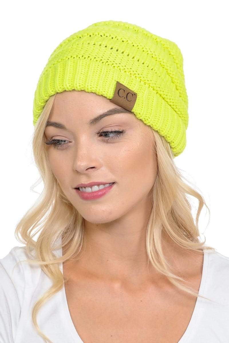 C.C Apparel C.C Hat 20A - Slouchy Thick Warm Cap Hat Skully Color Cable Knit Beanie