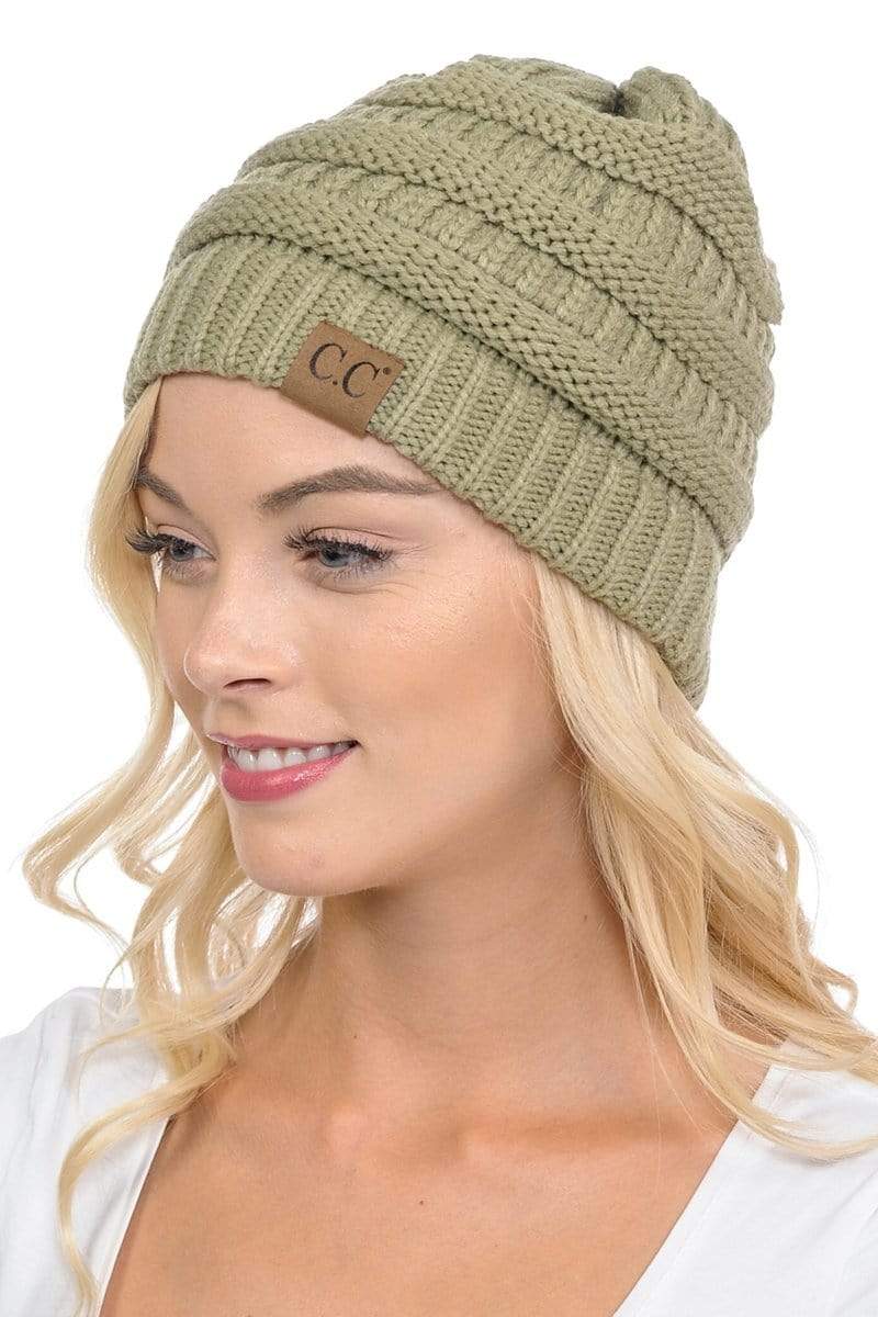 C.C Apparel C.C Hat 20A - Slouchy Thick Warm Cap Hat Skully Color Cable Knit Beanie