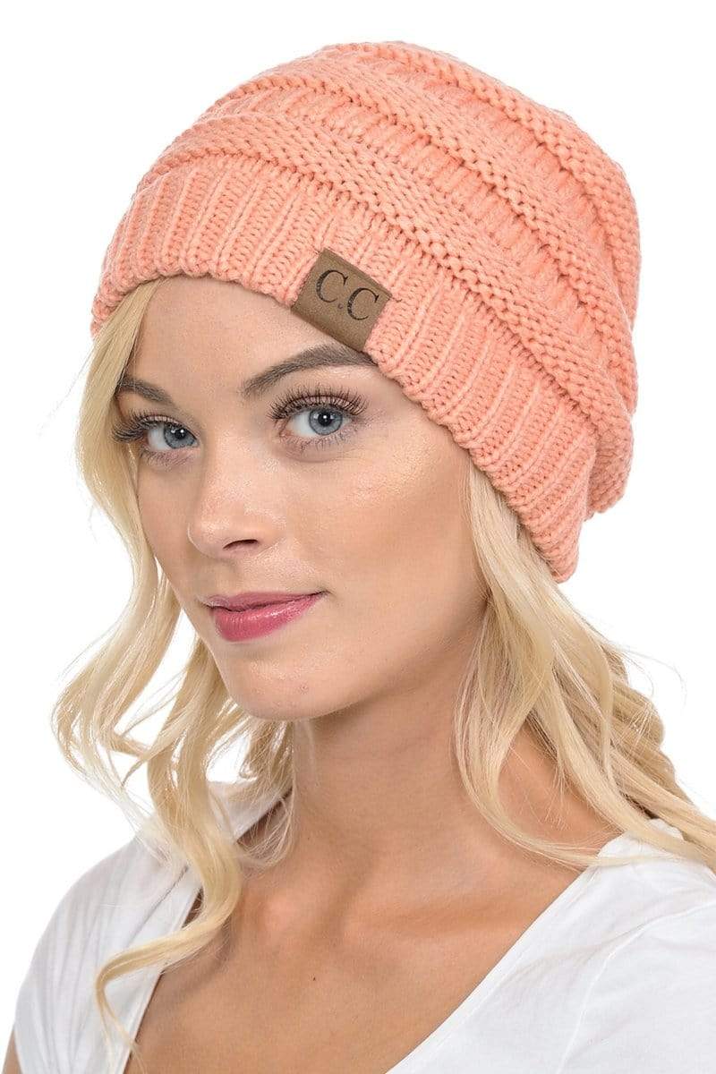 C.C Apparel C.C Hat 20A - Slouchy Thick Warm Cap Hat Skully Color Cable Knit Beanie