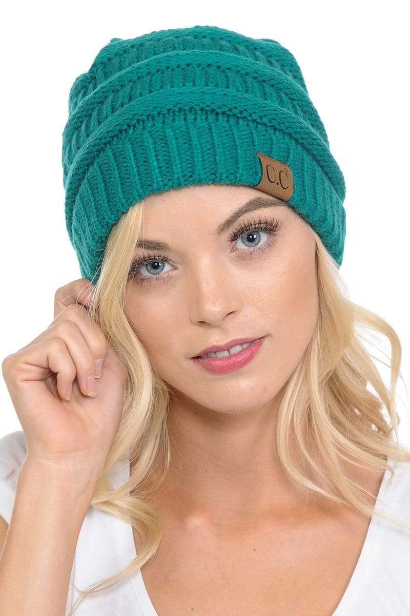 C.C Apparel C.C Hat 20A - Slouchy Thick Warm Cap Hat Skully Color Cable Knit Beanie