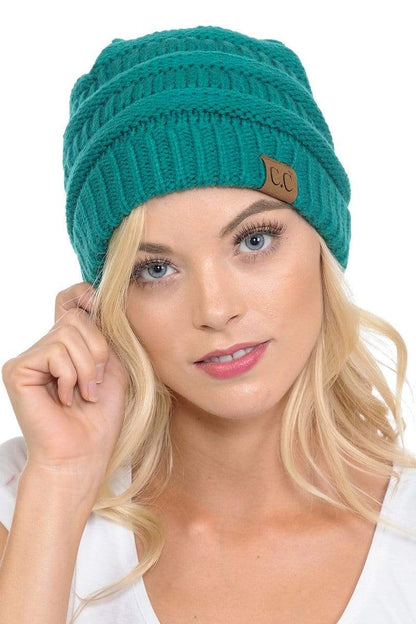 C.C Apparel C.C Hat 20A - Slouchy Thick Warm Cap Hat Skully Color Cable Knit Beanie