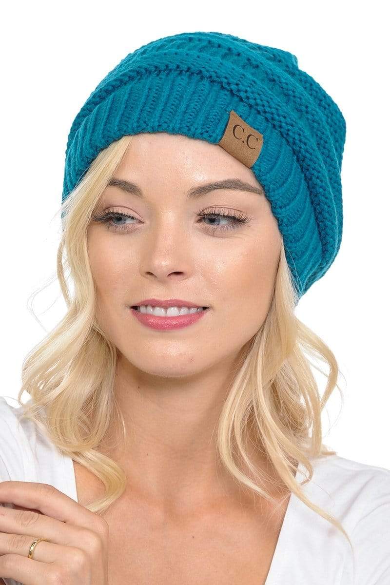 C.C Apparel C.C Hat 20A - Slouchy Thick Warm Cap Hat Skully Color Cable Knit Beanie
