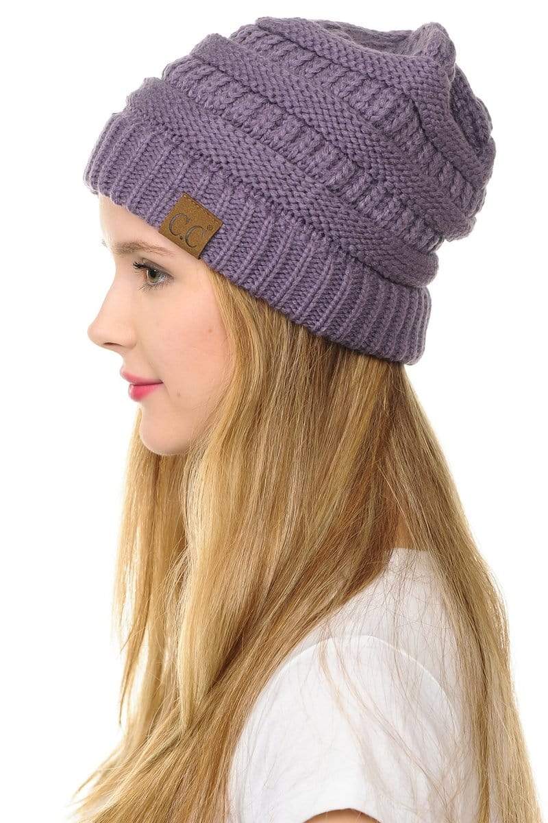 C.C Apparel C.C Hat 20A - Slouchy Thick Warm Cap Hat Skully Color Cable Knit Beanie
