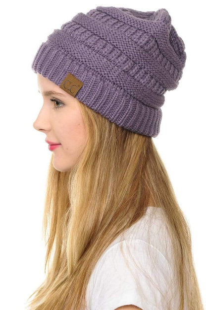 C.C Apparel C.C Hat 20A - Slouchy Thick Warm Cap Hat Skully Color Cable Knit Beanie