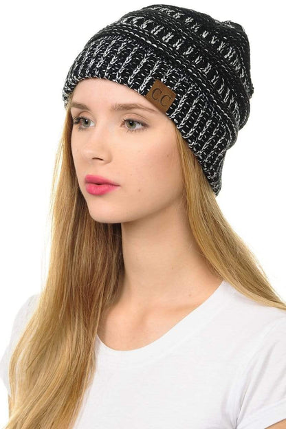 C.C Apparel C.C Hat 20AM - Slouchy Thick Warm Cap Hat Skully Metallic Cable Knit Beanie