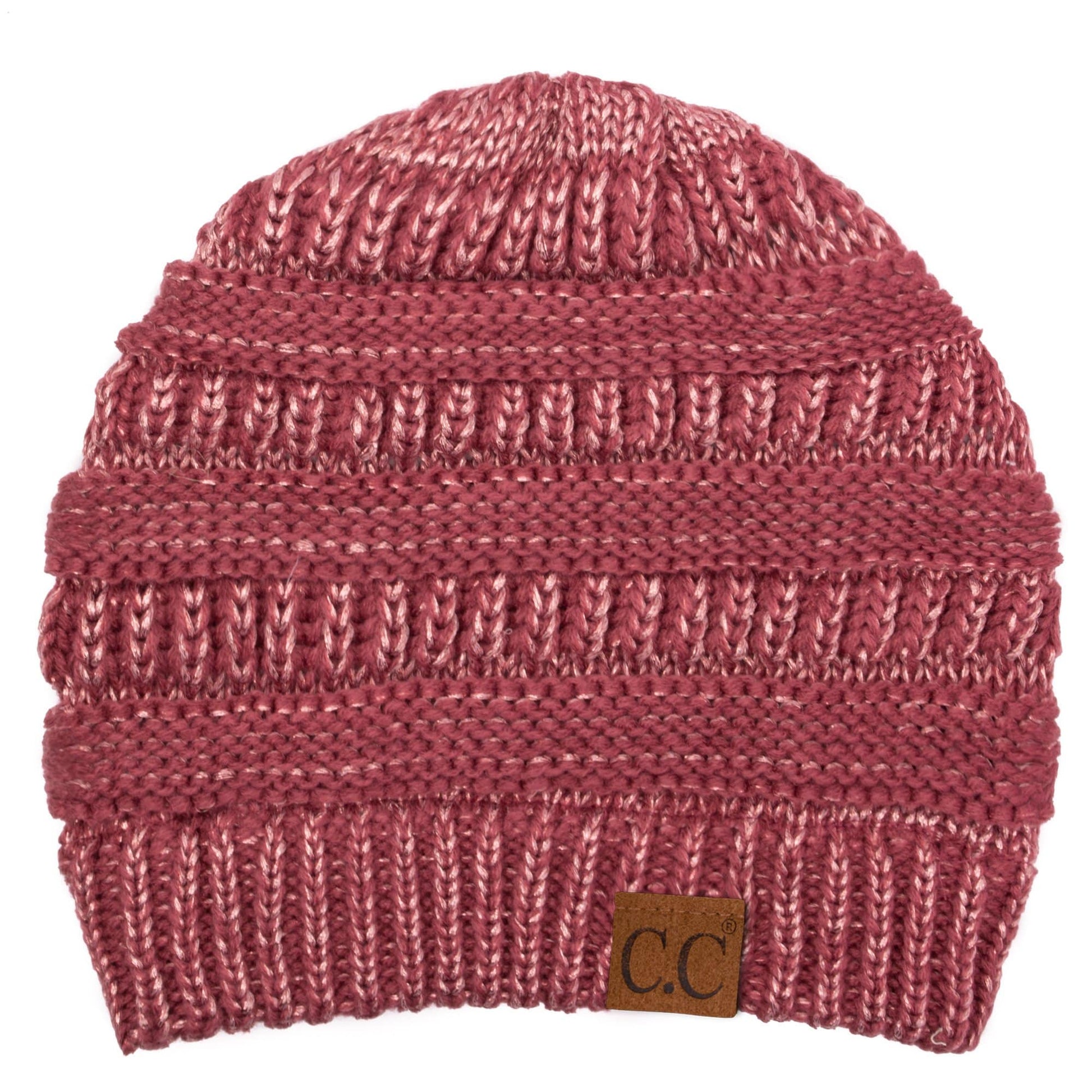 C.C Apparel Dark Rose C.C Hat 20AM - Slouchy Thick Warm Cap Hat Skully Metallic Cable Knit Beanie