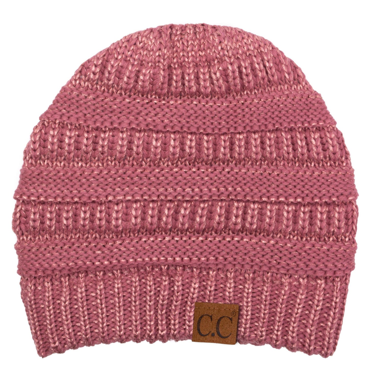 C.C Apparel Dusty Rose C.C Hat 20AM - Slouchy Thick Warm Cap Hat Skully Metallic Cable Knit Beanie