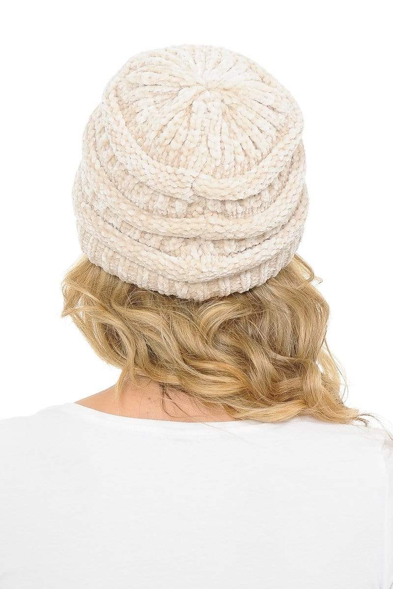 C.C Apparel C.C Hat 30 - Chenille Textured Soft Stretchy Warm Thick Cap Hat Cable Knit Beanie