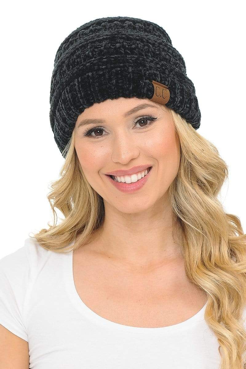 C.C Apparel C.C Hat 30 - Chenille Textured Soft Stretchy Warm Thick Cap Hat Cable Knit Beanie