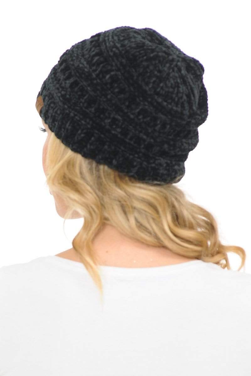 C.C Apparel C.C Hat 30 - Chenille Textured Soft Stretchy Warm Thick Cap Hat Cable Knit Beanie