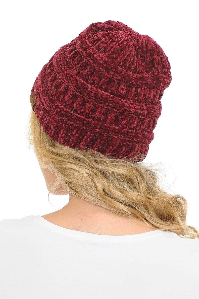C.C Apparel C.C Hat 30 - Chenille Textured Soft Stretchy Warm Thick Cap Hat Cable Knit Beanie