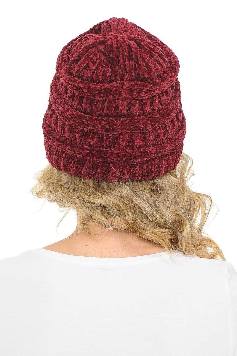 C.C Apparel C.C Hat 30 - Chenille Textured Soft Stretchy Warm Thick Cap Hat Cable Knit Beanie