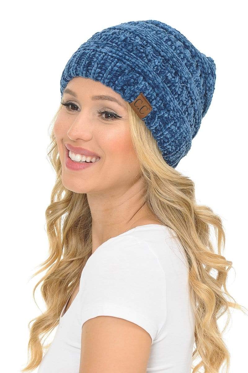 C.C Apparel C.C Hat 30 - Chenille Textured Soft Stretchy Warm Thick Cap Hat Cable Knit Beanie