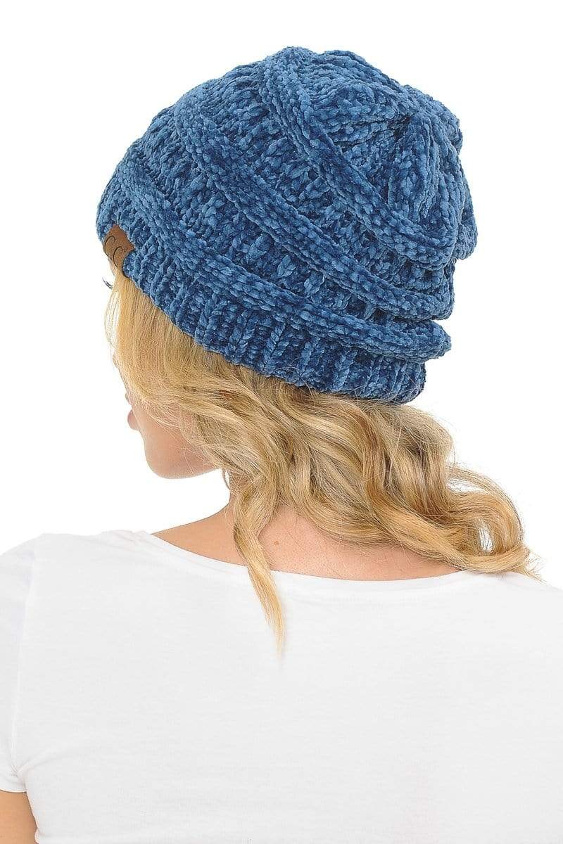 C.C Apparel C.C Hat 30 - Chenille Textured Soft Stretchy Warm Thick Cap Hat Cable Knit Beanie