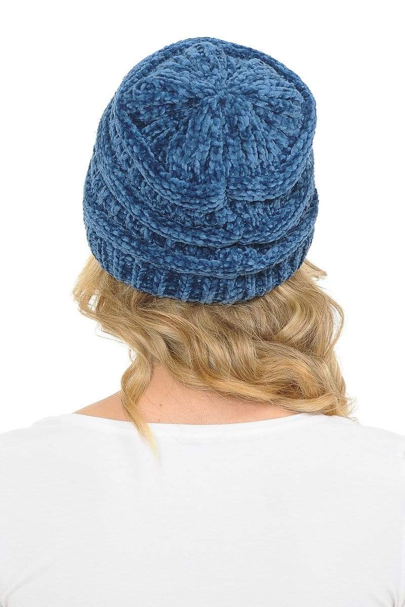 C.C Apparel C.C Hat 30 - Chenille Textured Soft Stretchy Warm Thick Cap Hat Cable Knit Beanie