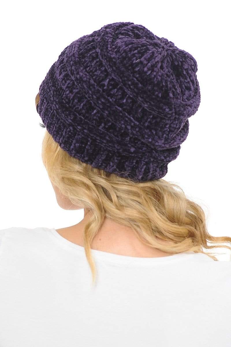 C.C Apparel C.C Hat 30 - Chenille Textured Soft Stretchy Warm Thick Cap Hat Cable Knit Beanie