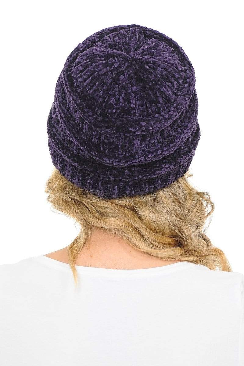 C.C Apparel C.C Hat 30 - Chenille Textured Soft Stretchy Warm Thick Cap Hat Cable Knit Beanie