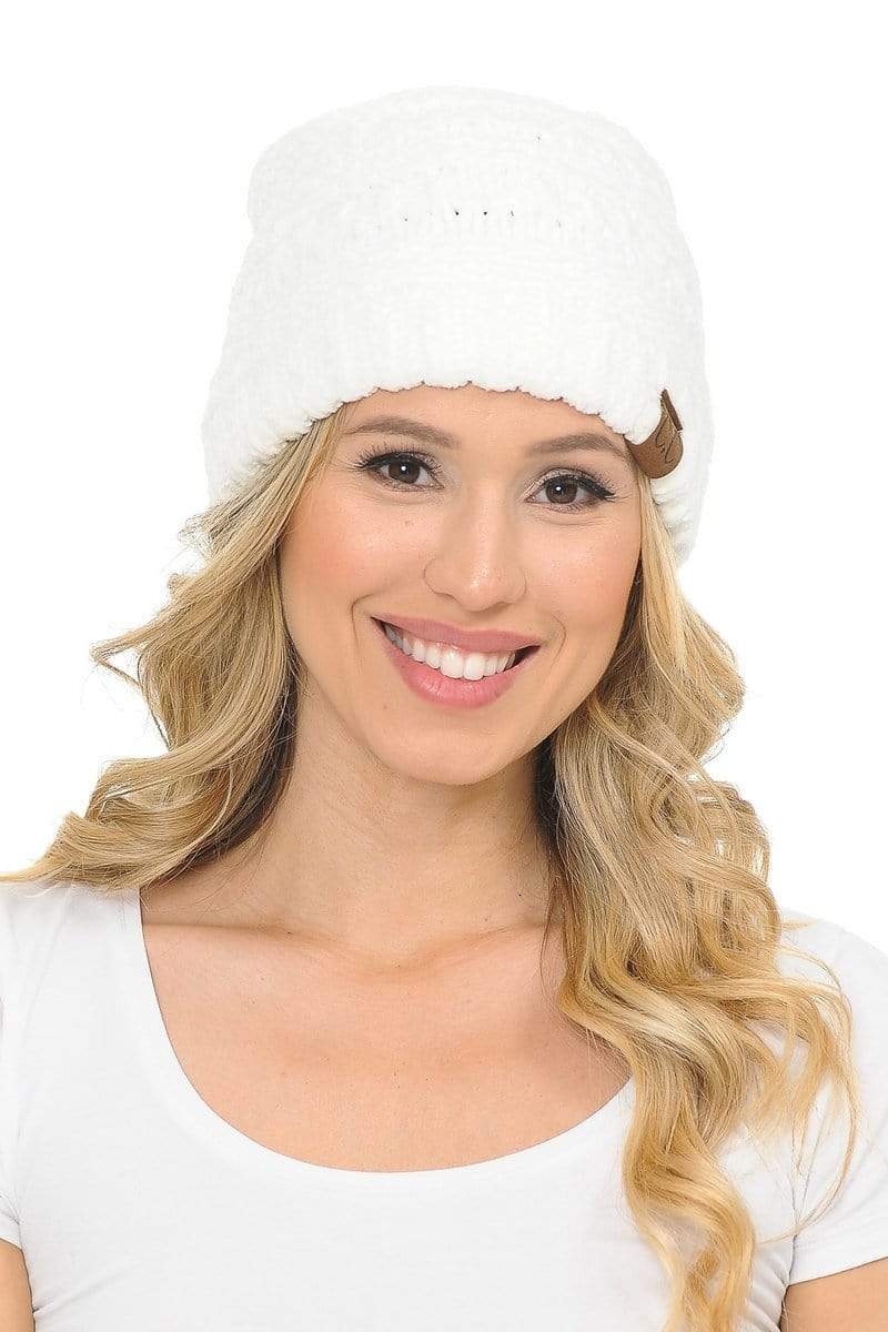 C.C Apparel C.C Hat 30 - Chenille Textured Soft Stretchy Warm Thick Cap Hat Cable Knit Beanie