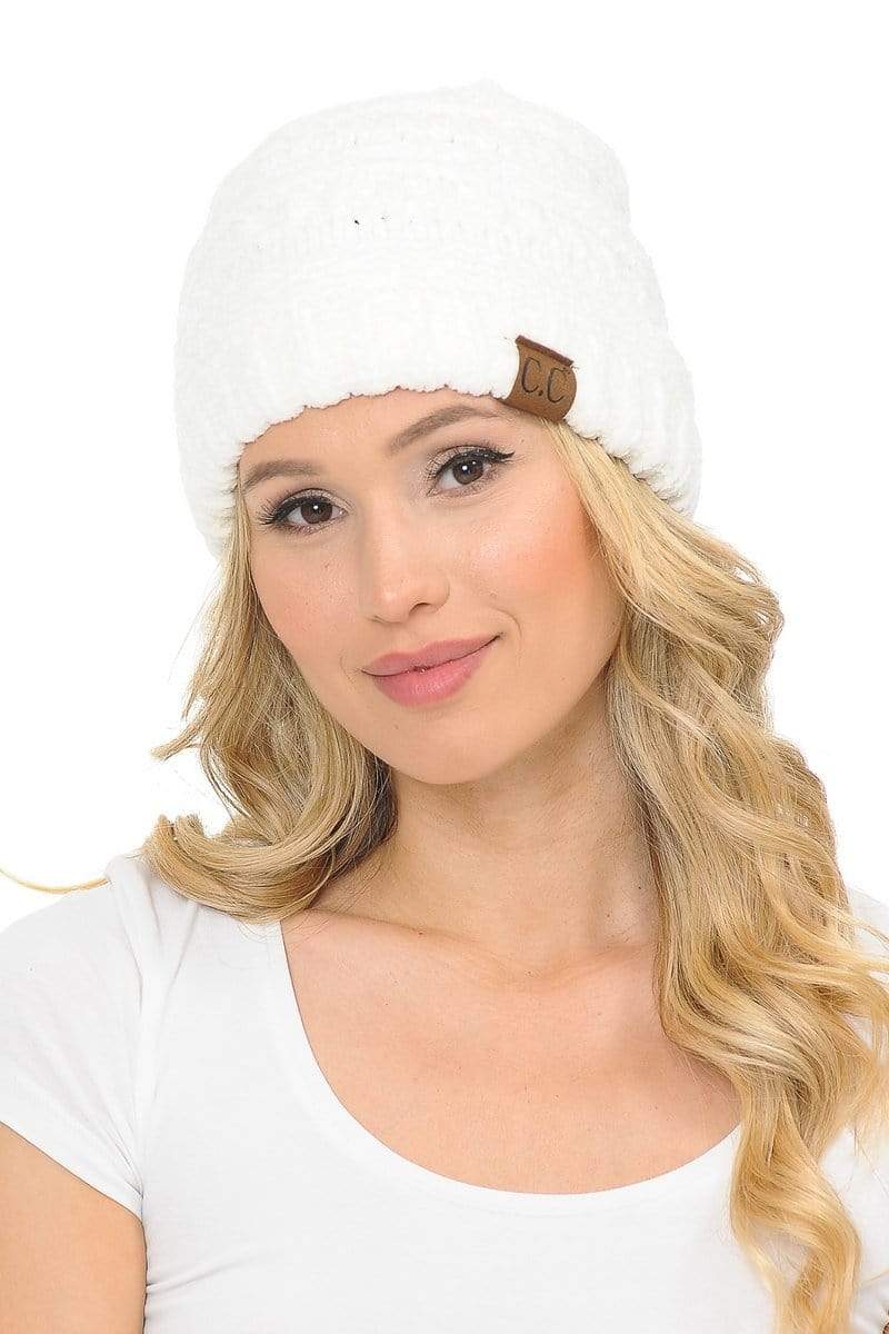 C.C Apparel C.C Hat 30 - Chenille Textured Soft Stretchy Warm Thick Cap Hat Cable Knit Beanie