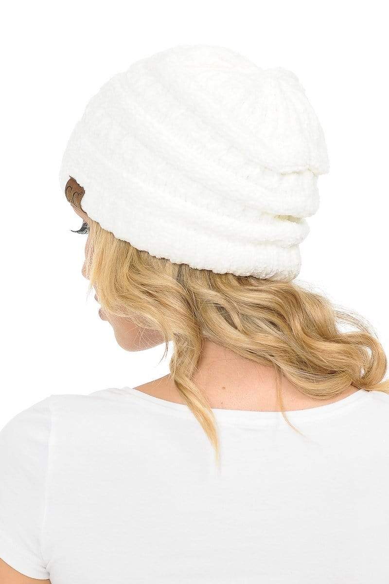 C.C Apparel C.C Hat 30 - Chenille Textured Soft Stretchy Warm Thick Cap Hat Cable Knit Beanie