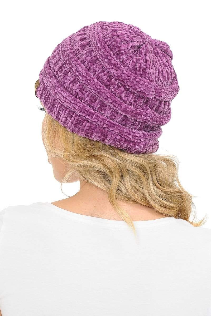 C.C Apparel C.C Hat 30 - Chenille Textured Soft Stretchy Warm Thick Cap Hat Cable Knit Beanie