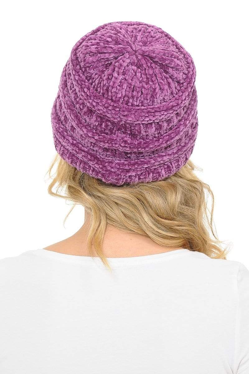 C.C Apparel C.C Hat 30 - Chenille Textured Soft Stretchy Warm Thick Cap Hat Cable Knit Beanie