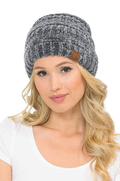 C.C Apparel C.C Hat 30 - Chenille Textured Soft Stretchy Warm Thick Cap Hat Cable Knit Beanie